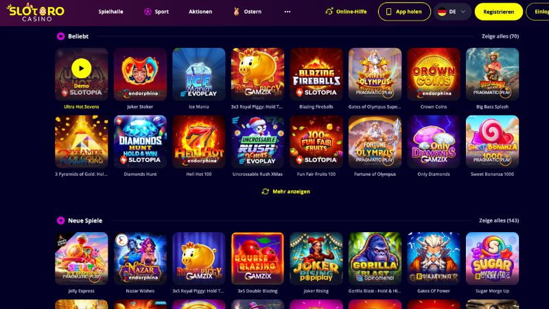 Slotoro Casino Screenshot